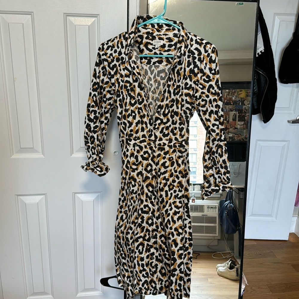 J.crew leopard print shirt dress